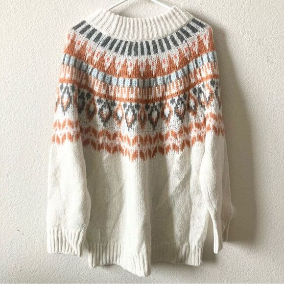 Aerie Casual Comfy Fair Isle Heather Frost Chunky Knit Round Neck Sweater S - Picture 5 of 8